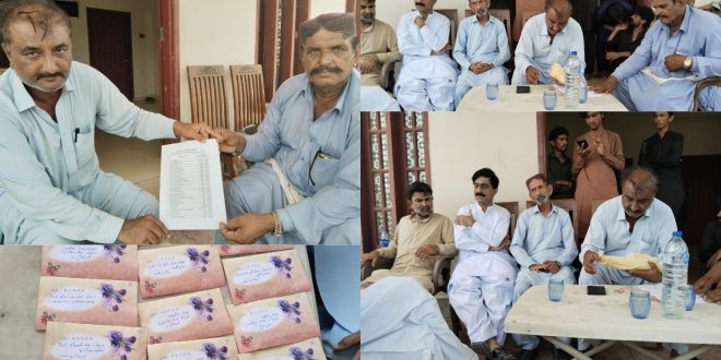 سال علائقي واسين پاران گڏ ڪيل رقم 4 لک33 هزار ماڻڪ بهراڻي ڳوٺ ۾ حادثي متاثرين ۾ ورهائي وئي.