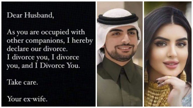 دبئي جي شهزادي شيخه مهره بنت شيخ محمد پنهنجي مڙس کي سوشل ميڊيا ذريعي طلاق ڏئي ڇڏي.